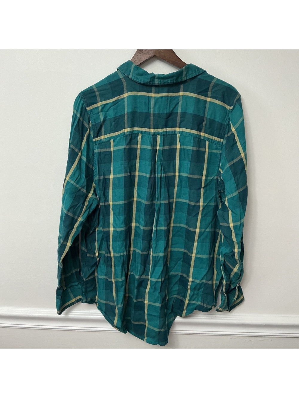 SO Women’s Plaid Button Down Shirt XL Teal Green Long Sleeve Casual Fall - Picture 3 of 3
